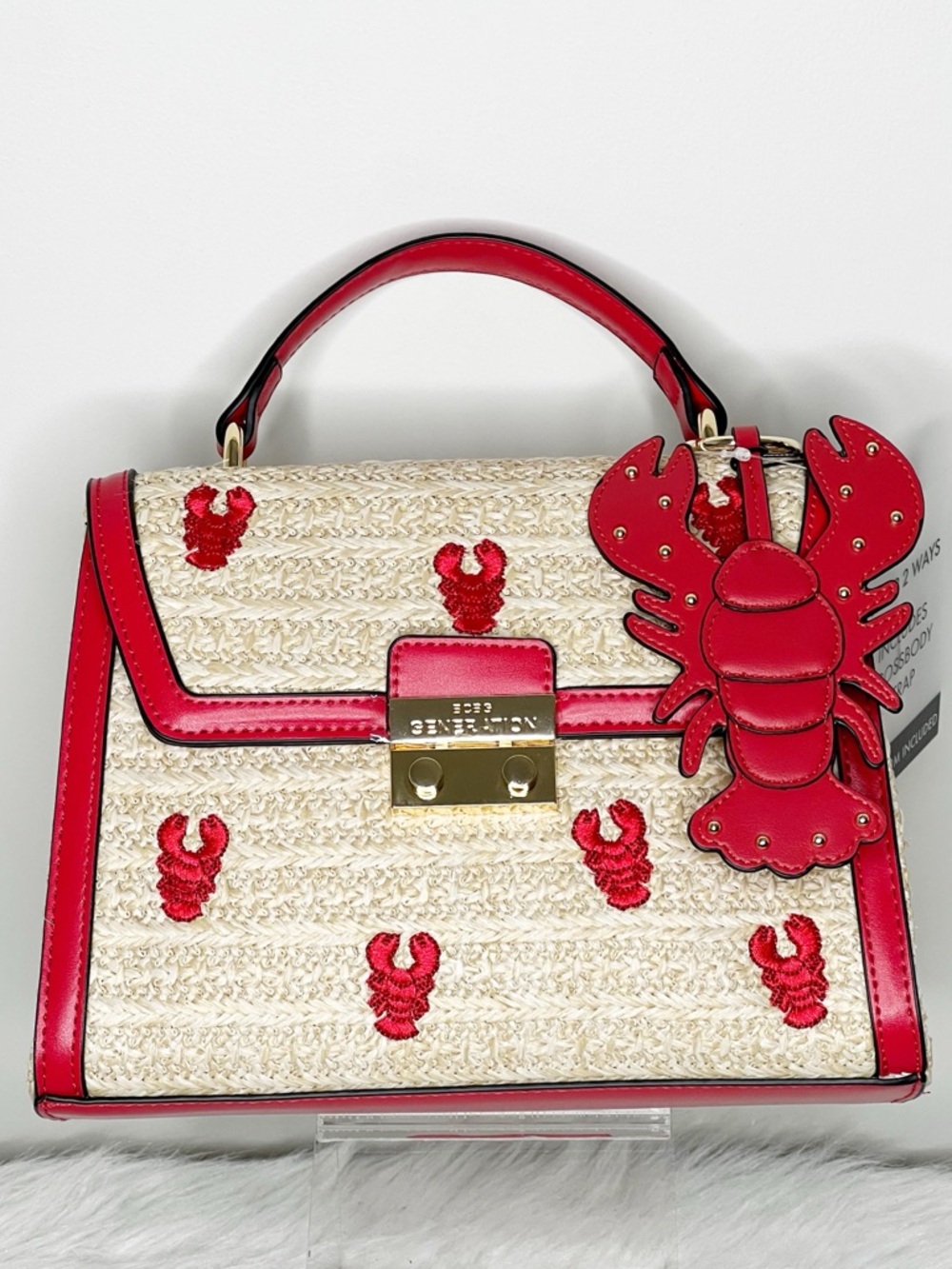 BCBGENERATION Straw Lobster Top Handle Bag With Crossbody Strap - Picture 8 of 8